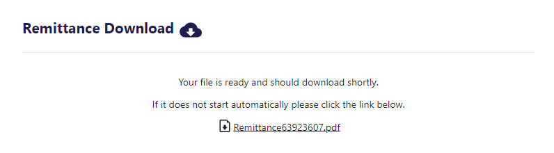 Remittance download screen example