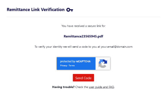 Secure link verification screen example